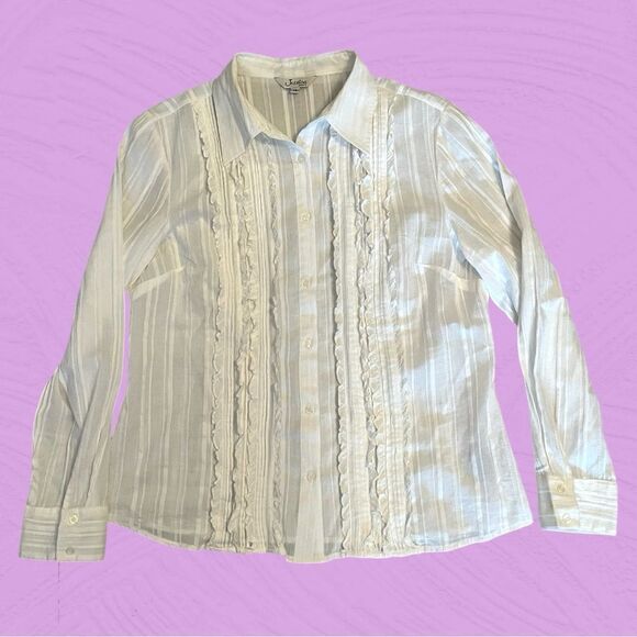 Vintage Y2K Jessica white cotton button up blouse with ruffles - Picture 4 of 8